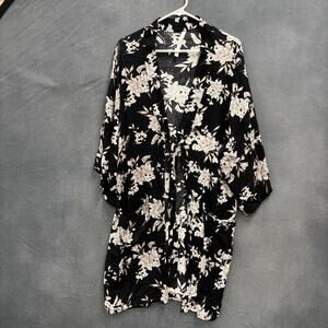 Spiritual Gangster Floral Kimono Cardigan Black Boho OS Asiana Sexy Koi Japan